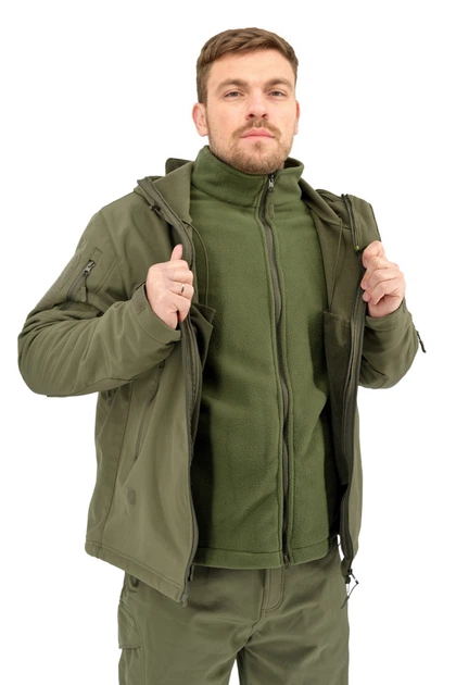 Зимняя мужская куртка с флисом Eagle Soft Shell WJ-17 Оливковый 3XL - изображение 7