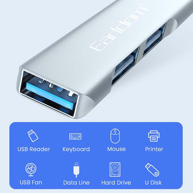 Адаптер, перехідник, кабель USB-хаб USB HUB — Earldom ET-HUB11 (048i) - зображення 4