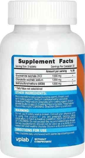 Глюкозамин хондроитин МСМ Vplab Glucosamine Chondroitin MSM 90 tabs - Фото 2 Глюкозамин хондроитин МСМ Vplab Glucosamine Chondroitin MSM 90 tabs - изображение 2