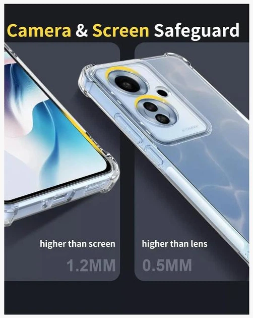 Чехол WXD на OPPO Reno 11F (5G) / чехол для смартфона с усиленными углами / (прозрачный) - Фото 3 Чехол WXD на OPPO Reno 11F (5G) / чехол для смартфона с усиленными углами / (прозрачный) - изображение 3