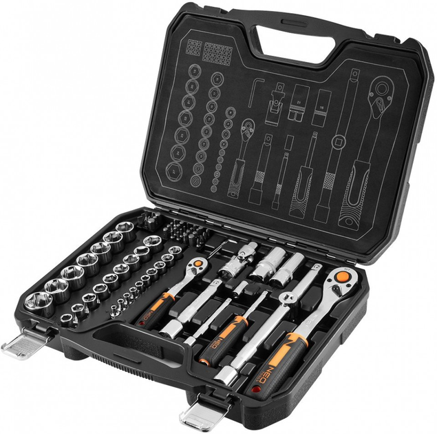 Zestaw narzędzi Neo Tools 1/2", 1/4", CrV 73 szt (10-054) (5907558465938) - obraz 3