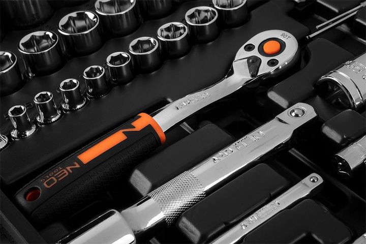 Zestaw narzędzi Neo Tools 1/2", 1/4", CrV 73 szt (10-054) (5907558465938) - obraz 4