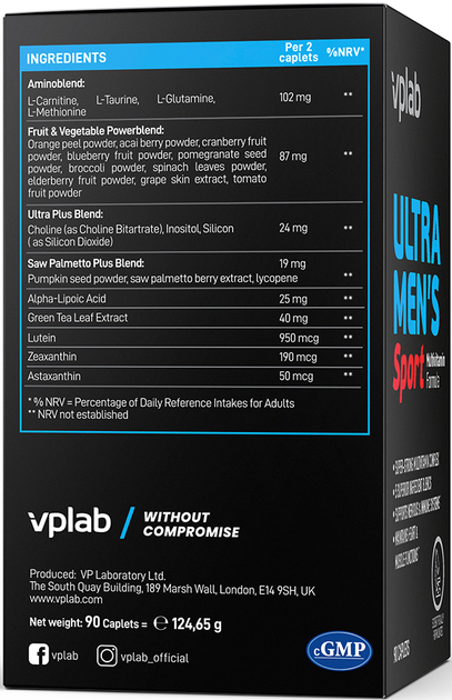 Multiwitaminy dla mężczyzn VPLab Ultra Men's Sport Multivitamin Formula 90 kapsułek (5060255351406) - obraz 5