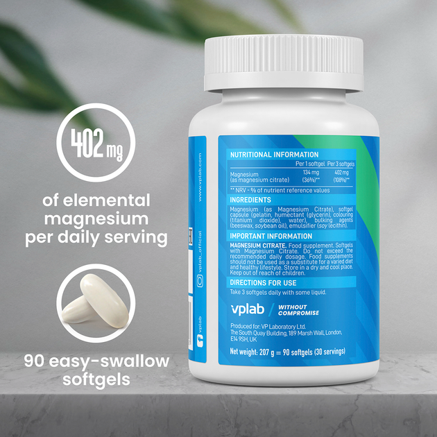 Харчова добавка VPLab Magnensium Citrate 90 капсул (5060255359587) - зображення 5