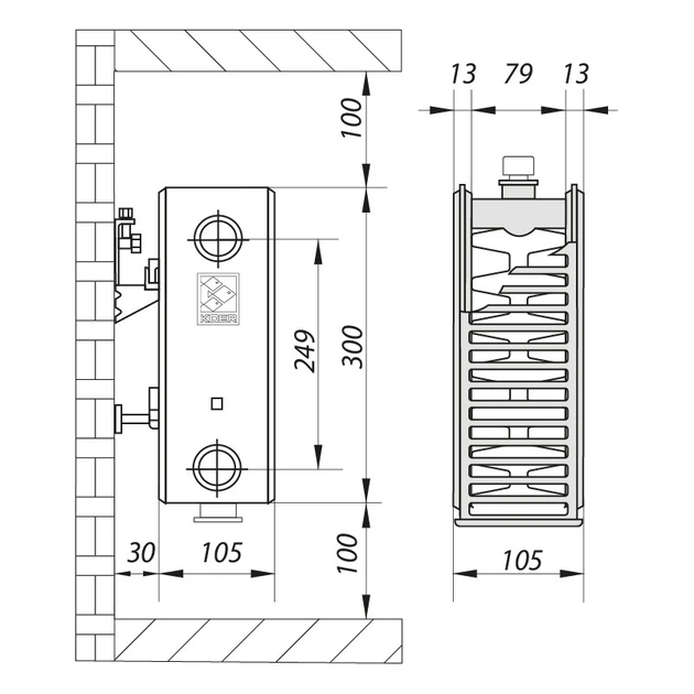 Сталевий радіатор KOER 22x300x800B (1021 Вт, 12,68 кг, нижнє підключення, з термоклапаном) (RAD101) - изображение 6