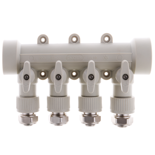 Коллектор распределительный 4-way с фитингом (40x20) PPR Koer K0192.PRO (KP2557) - изображение 2