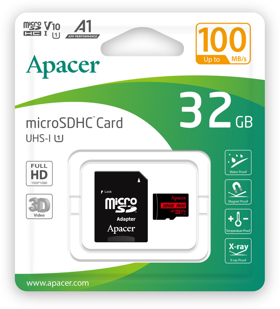 Карта памяти Apacer microSDHC 32GB Class 10 UHS-I + SD adapter (AP32GMCSH10UB-R) - изображение 2