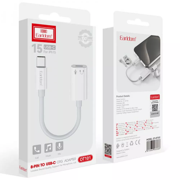Переходник OTG USB C To 8-Pin Earldom ET-OT100 (077i) - Фото 6 Переходник OTG USB C To 8-Pin Earldom ET-OT100 (077i) - изображение 6