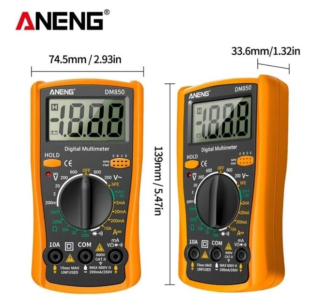 Універсальний мультиметр тестер-вольтметр Digital Multimeter ANENG DM-850 помаранчевий - Фото 3 Універсальний мультиметр тестер-вольтметр Digital Multimeter ANENG DM-850 помаранчевий - изображение 3