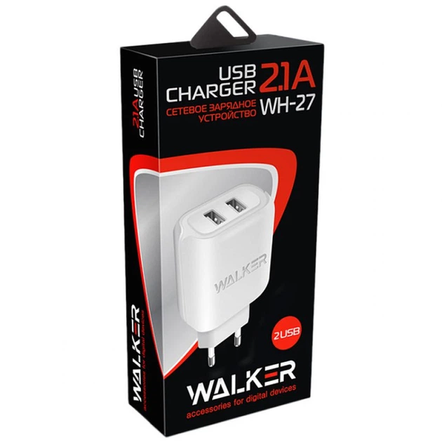 Сетевое зарядное устройство (адаптер) WALKER WH-27 2USB / 2.1A white - изображение 2