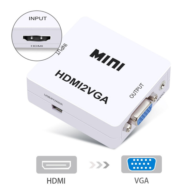 Конвертер з HDMI - VGA, зі звуком та зовнішнім живленням, 1080Р (086i) - зображення 2