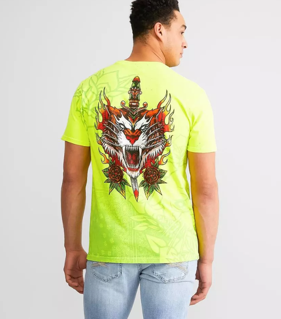 Футболка Affliction Fire Guide Tee Optic Neon Yellow Pigment (A26040-ONYP-XXL) - изображение 2