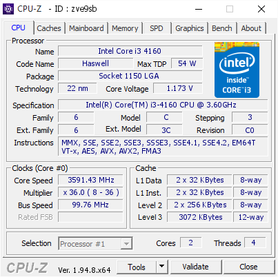 Процессор Intel Core I3-4160 s1150 Б/У - изображение 2