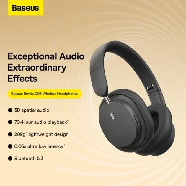 Беспроводные накладные Bluetooth наушники Baseus Bowie D05 Grey (NGTD020213) - изображение 10