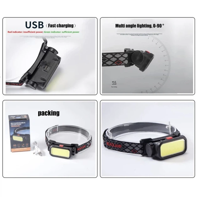 Ліхтар налобний BL-008+COB (white+red), червоне світло, водозахист, вбудований акумулятор - зображення 6