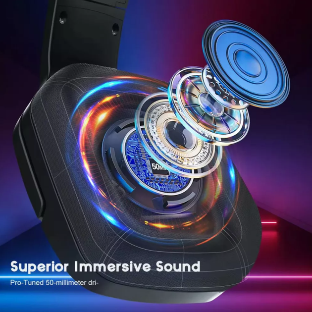 Ігрові навушники Gaming Headset Grand S12 black для комп'ютера з підсвічуванням - зображення 5