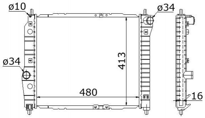 Радіатор охолодження двигуна STARLINE DWA2066 Chevrolet Aveo 96536523, 96443475, 96816481 - зображення 1