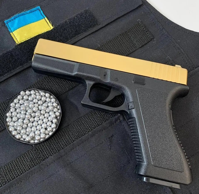 Страйкбольний Пістолет Глок Glock 18 VIGOR V313 Gold метал, пластик стріляє кульками 6 мм Золотистий - зображення 1