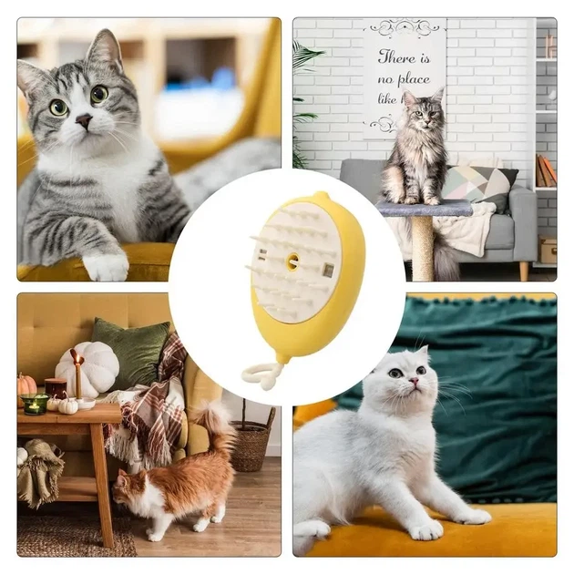 Паровая щетка массажная для шерсти животных 4 в 1 Pet comb с USB для ухода за собаками и котами с функцией удаления шерсти и массажа - изображение 8