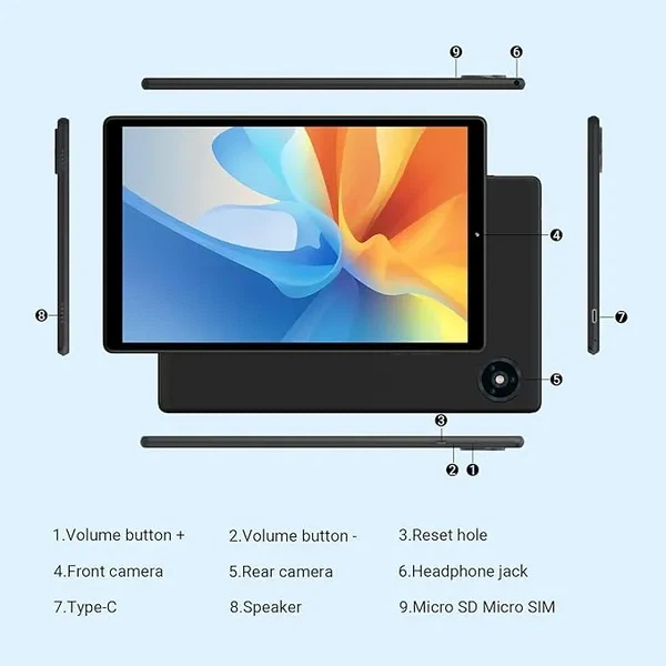 Планшет 10" Full HD Magch T28 3/64Gb 4G 2-SIM 8 ядер Android 12 8000 mAh Черный g2 - изображение 2
