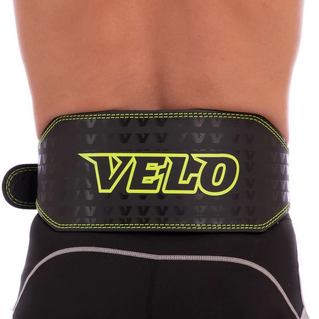 Пояс атлетичний шкіряний VELO (шкіра, ширина-15 (см), довжина 106 см, розмір M, з підкладкою для спини, чорний-салатовий) (VL-8180_M) - Фото 3 Пояс атлетичний шкіряний VELO (шкіра, ширина-15 (см), довжина 106 см, розмір M, з підкладкою для спини, чорний-салатовий) (VL-8180_M) - изображение 3