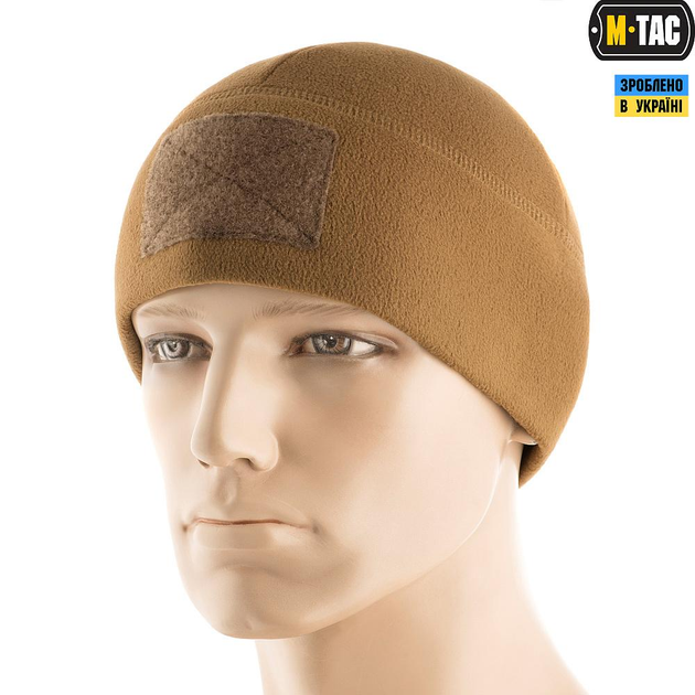 Зимняя M-Tac шапка Watch Cap Elite флис (270г/м2) с липучкой Coyote Brown койот S - изображение 1