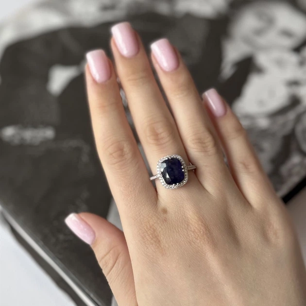Срібна каблучка з натуральним сапфіром 8.087ct, вага виробу 4,82 гр (2157809) - зображення 5