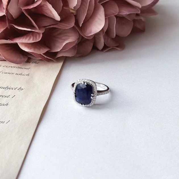 Срібна каблучка з натуральним сапфіром 8.087ct, вага виробу 4,82 гр (2157809) - зображення 7