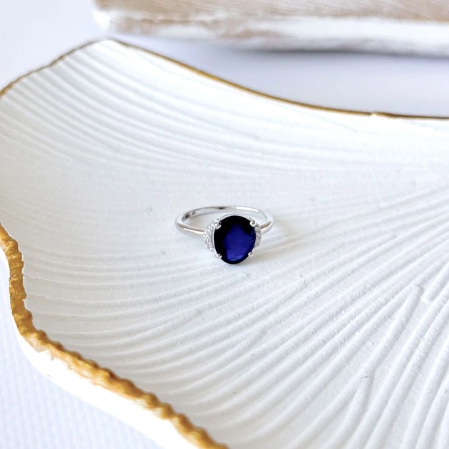 Серебряное кольцо с натуральным сапфиром 3.873ct, фианитами, вес изделия 2,44 гр (2162513) - изображение 7