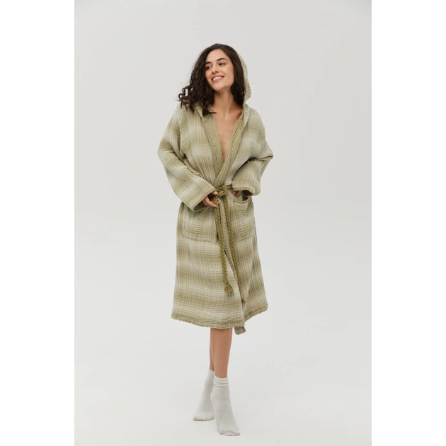 Халат Lotus Home Lilya muslin olive L/XL (svt-2000022329323) - Фото 4 Халат Lotus Home Lilya muslin olive L/XL (svt-2000022329323) - изображение 4