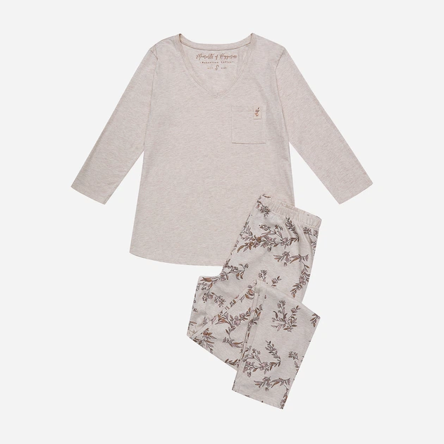 Piżama damska z długimi spodniami i długim rękawem Henderson 41874-80X 2XL Beżowa (5903972332900) - obraz 6