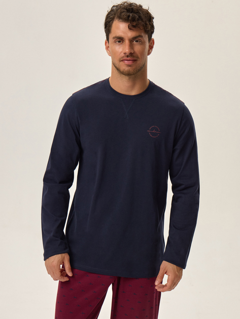 Piżama męska z długimi spodniami i długim rękawem Henderson 41915-59X 3XL Granatowy/Bordowy (5903972331385) - obraz 3