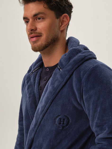 Халат чоловічий великих розмірів Henderson 41940-95X 2XL Темно-синий (5903972335314) - зображення 4