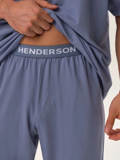 Piżama męska z długimi spodniami i krótkim rękawem Henderson 42012-05X L Błękitna (5903972347607) - obraz 4
