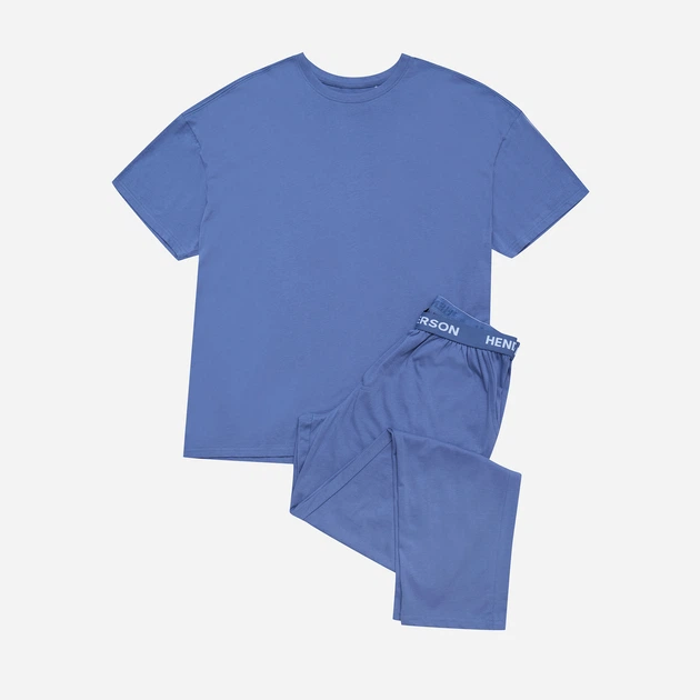 Piżama męska z długimi spodniami i krótkim rękawem Henderson 42012-05X L Błękitna (5903972347607) - obraz 5