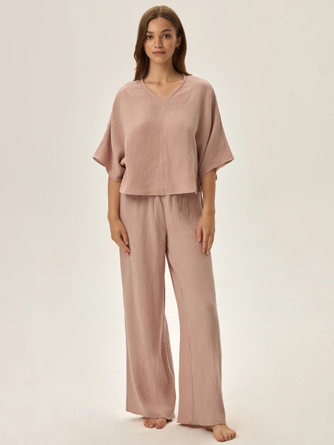 Piżama damska z długimi spodniami i krótkim rękawem bawełniana Henderson 42025-34X XL Różowa (5903972349090) - obraz 3