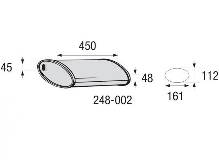 Глушитель универсальный плоский 248-002 (Длинна 450мм, ширина 161мм, высота 112мм диаметр входа 45/48мм) Bosal - изображение 1