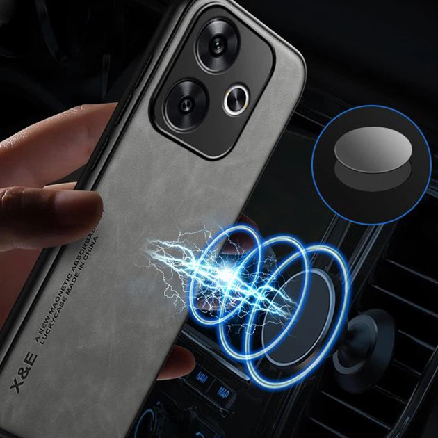 Кожаный чехол - накладка X&E для Xiaomi Poco F6 / Redmi Turbo 3 с металлической вставкой gray - Фото 2 Кожаный чехол - накладка X&E для Xiaomi Poco F6 / Redmi Turbo 3 с металлической вставкой gray - изображение 2