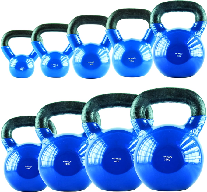 Kattlebell HMS żeliwny pokryty winilem 28 kg Niebieski (5907695509717) - obraz 3