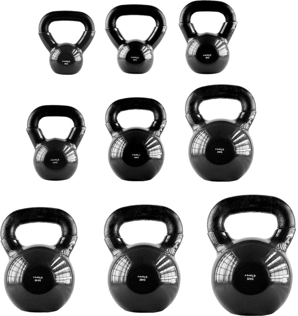 Kattlebell HMS żeliwny pokryty winilem 8 kg Czarny (5907695524161) - obraz 3