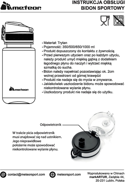 Bidon sportowy Meteor 74573 500 ml Różowy (5900724050792) - obraz 6