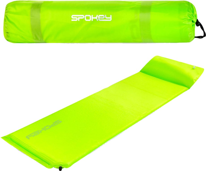 Килимок самонадувний з подушкою Spokey 927851 Savory Pillow 186 x 50 x 25 см Зелений (5902693278511) - зображення 1