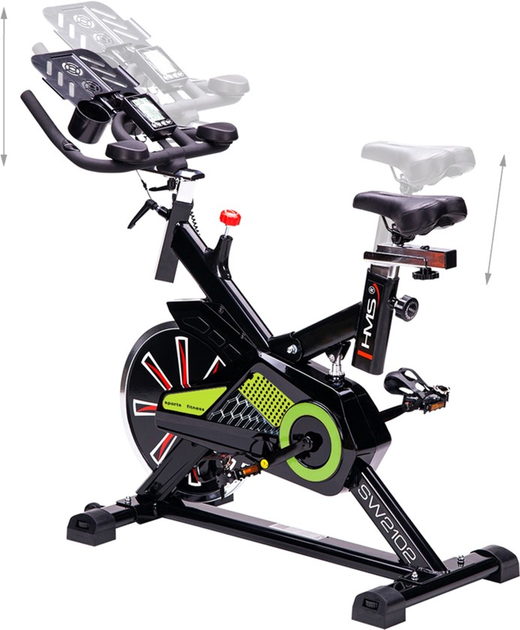 Rower treningowy HMS SW2102 Spiningowy mechaniczny Czarno-zielony (5907695592474) - obraz 5