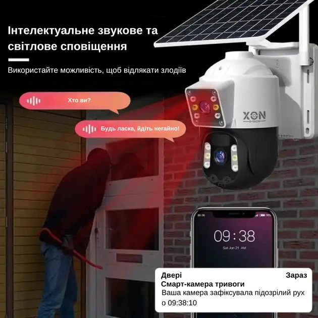 IP-камера уличная с аккумулятором и двойным объективом XON SmartCam 4G 8000mAh Solar 1080P (KCBSM22VW 7478) Белая - изображение 11