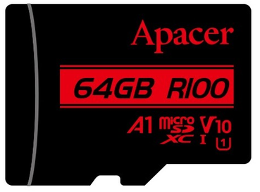 Карта пам'ятi Apacer microSDXC 64GB U1 V10 A1 R100 without adapter (100/10 MB/s) - Фото 1 Карта пам'ятi Apacer microSDXC 64GB U1 V10 A1 R100 without adapter (100/10 MB/s) - зображення 1