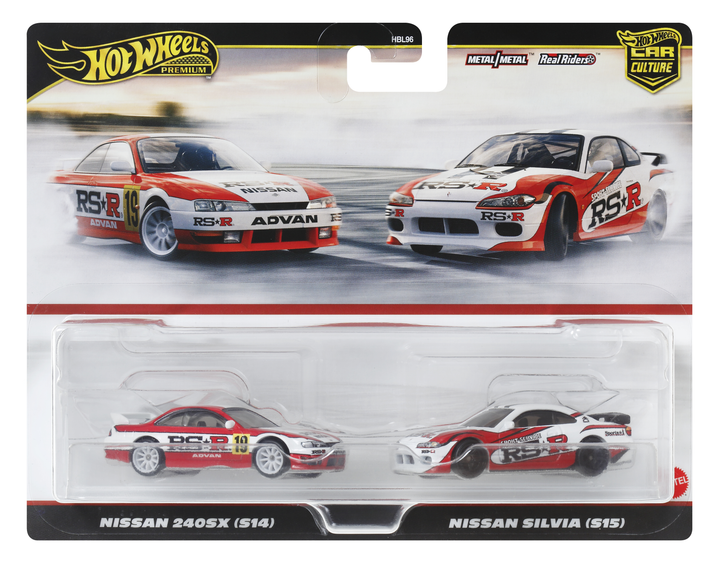 Набір Hot Wheels Premium Car Culture Nissan 240SX (S14) і Nissan Silvia (S15) 2 автомобілі (194735184620) - зображення 1