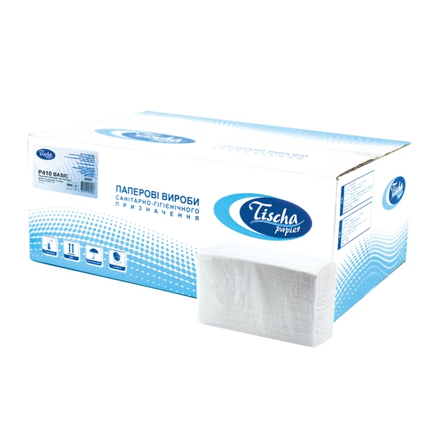 Рушники паперові Z-складка BASIC Tischa Papier білі - зображення 4