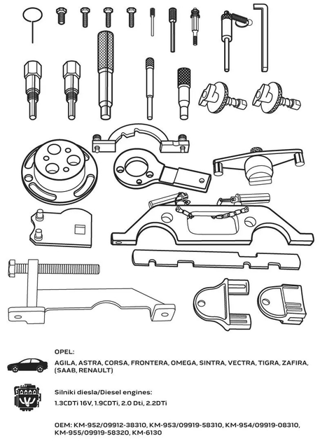 Набір фіксаторів ГРМ NEO Tools для дизельних двигунів Opel 11-330 (5907558436280) - зображення 6