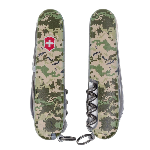 Нож Victorinox Huntsman Army 91мм/15функ/пиксель зеленый с красн.лого - изображение 1