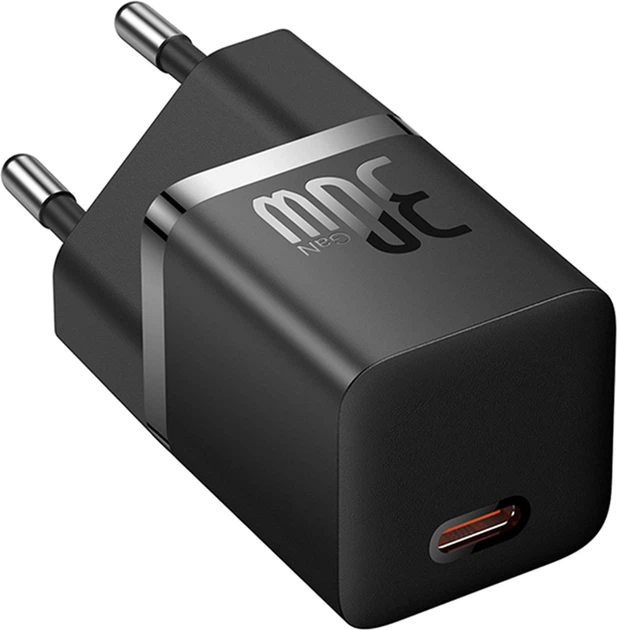 Ładowarka sieciowa Baseus GaN5 Fast Charger 1C 30W EU + Data Cable Type-C to Typ-C 100W Black (P10110902113-00) - obraz 4